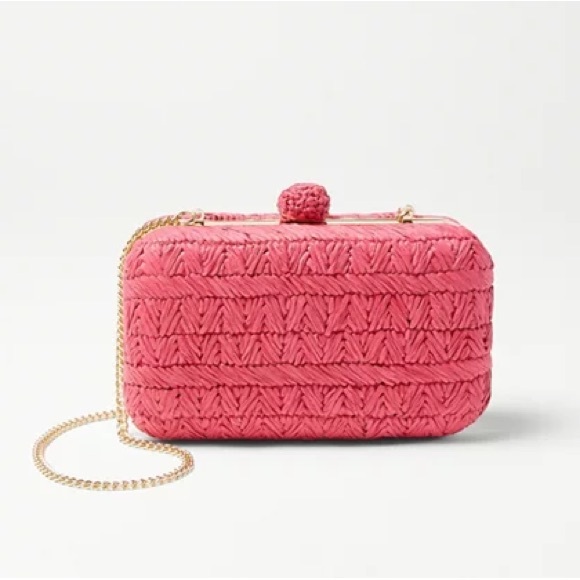 Ann Taylor Raffia Summer Pink Clutch NWT 💕 - Picture 2 of 6